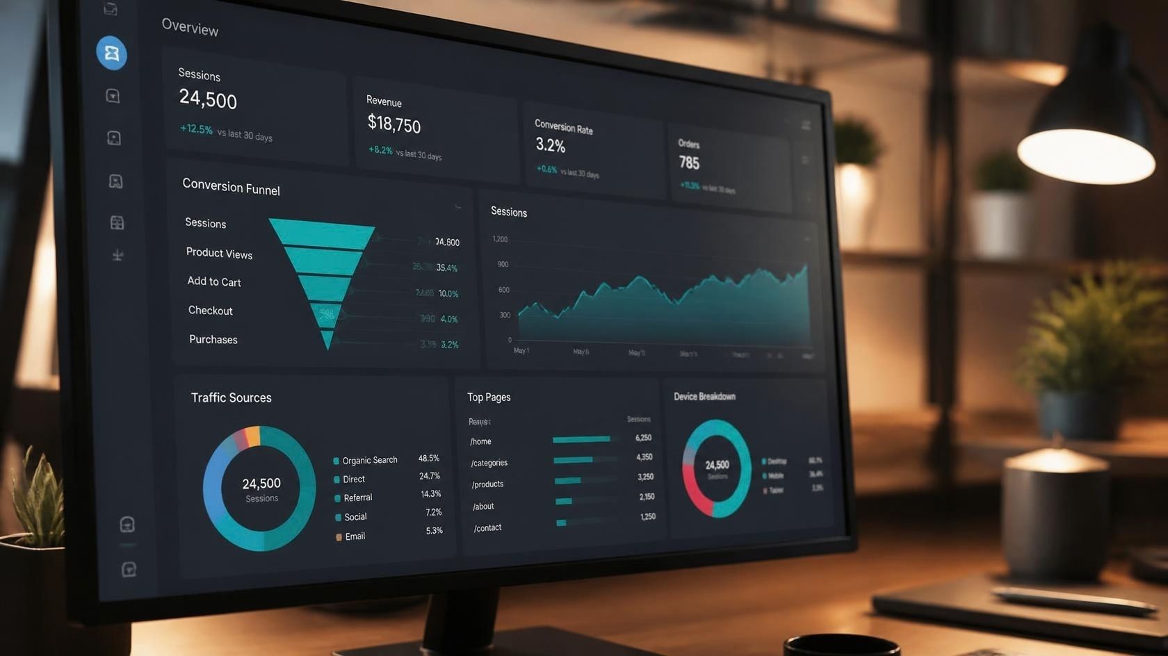 Analytics dashboard showing improved performance and conversions