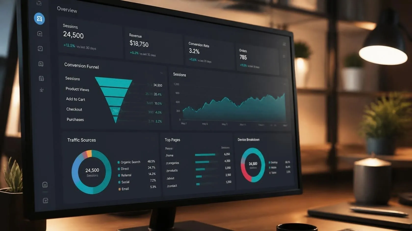 Analytics dashboard showing improved performance and conversions