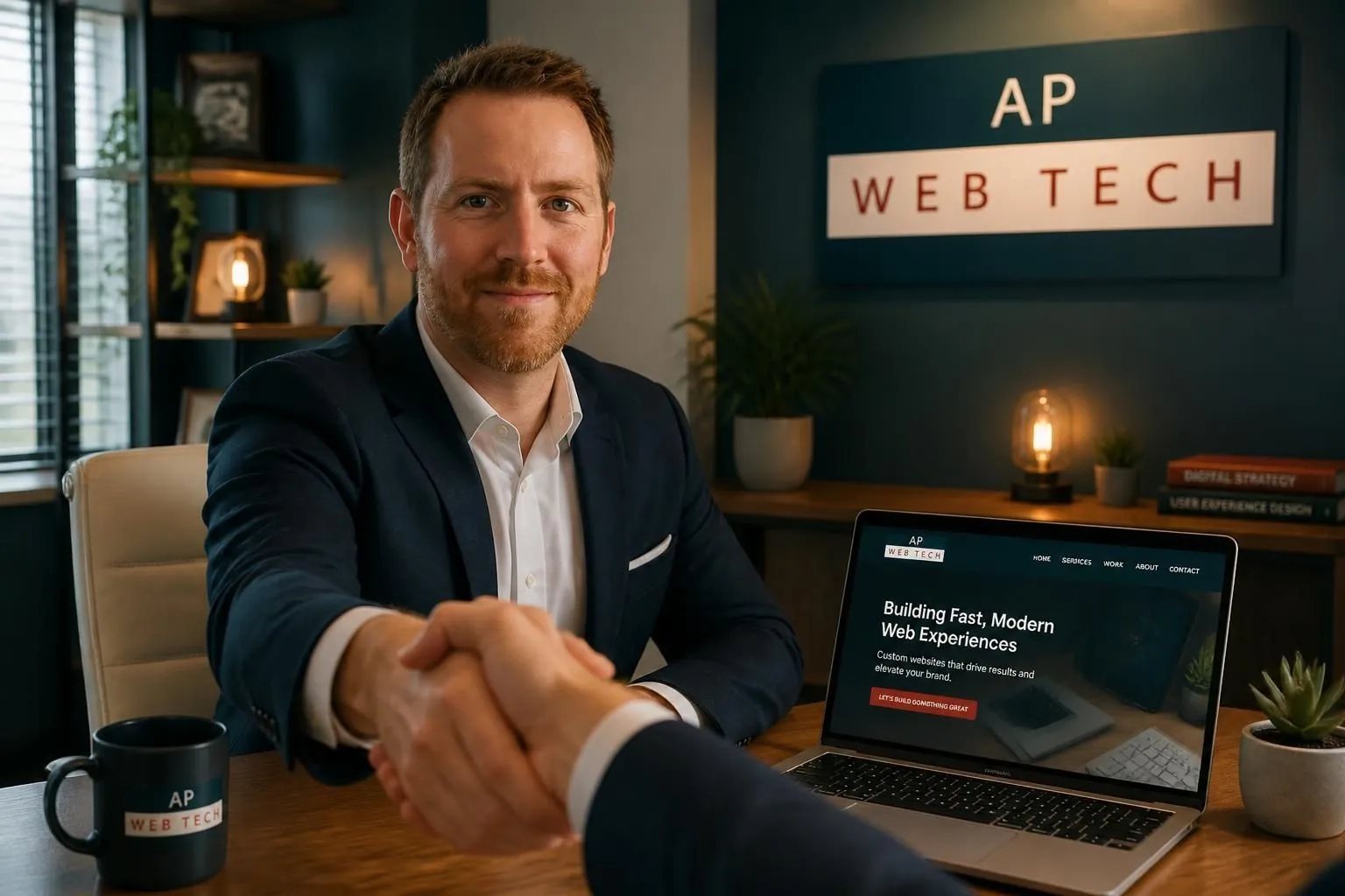 Andrew collaborating with a client on website strategy