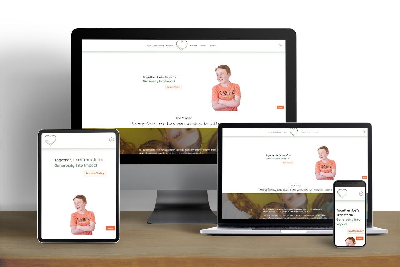 Love Like Landon website shown on desktop, tablet and mobile
