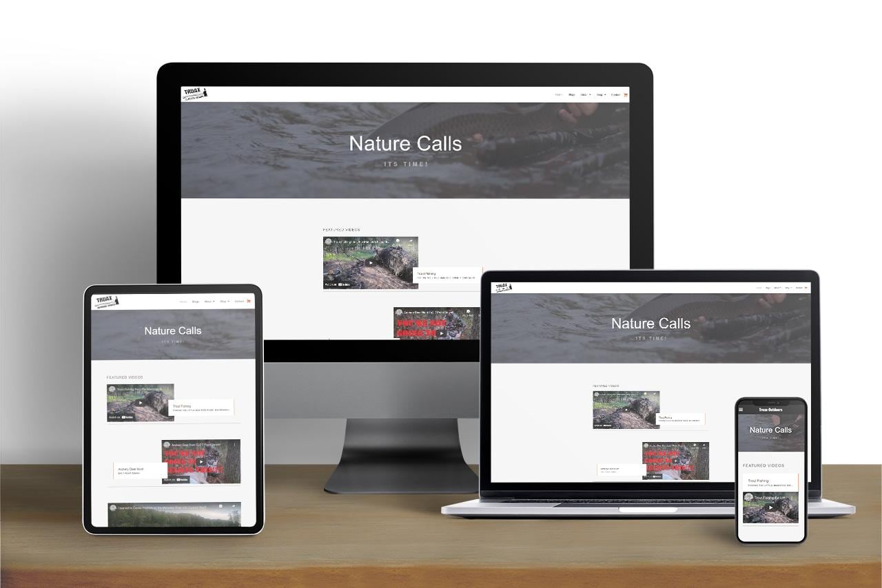 Truax Outdoor Sports website shown on desktop, tablet and mobile