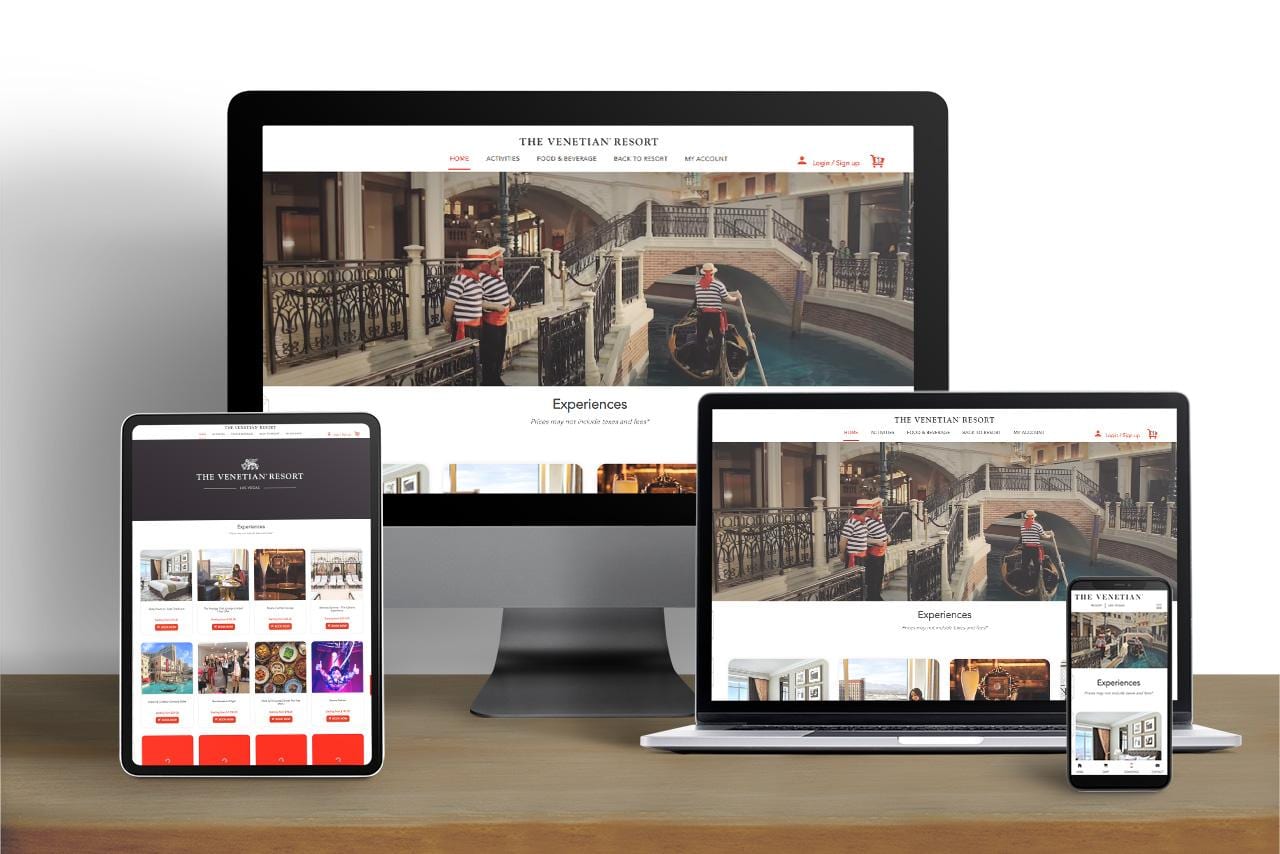 Venetian Experiences Las Vegas website shown on desktop, tablet and mobile
